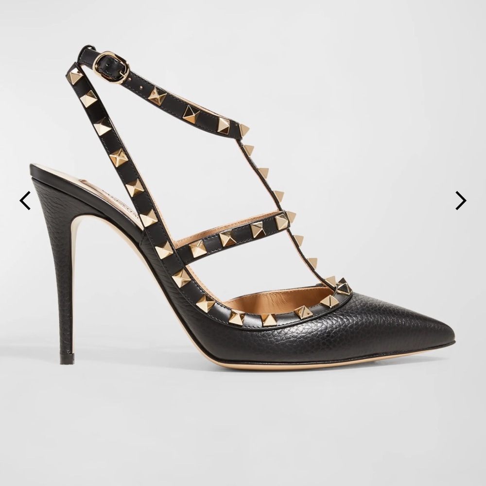 Valentino Black Rockstud Leather Caged Pump